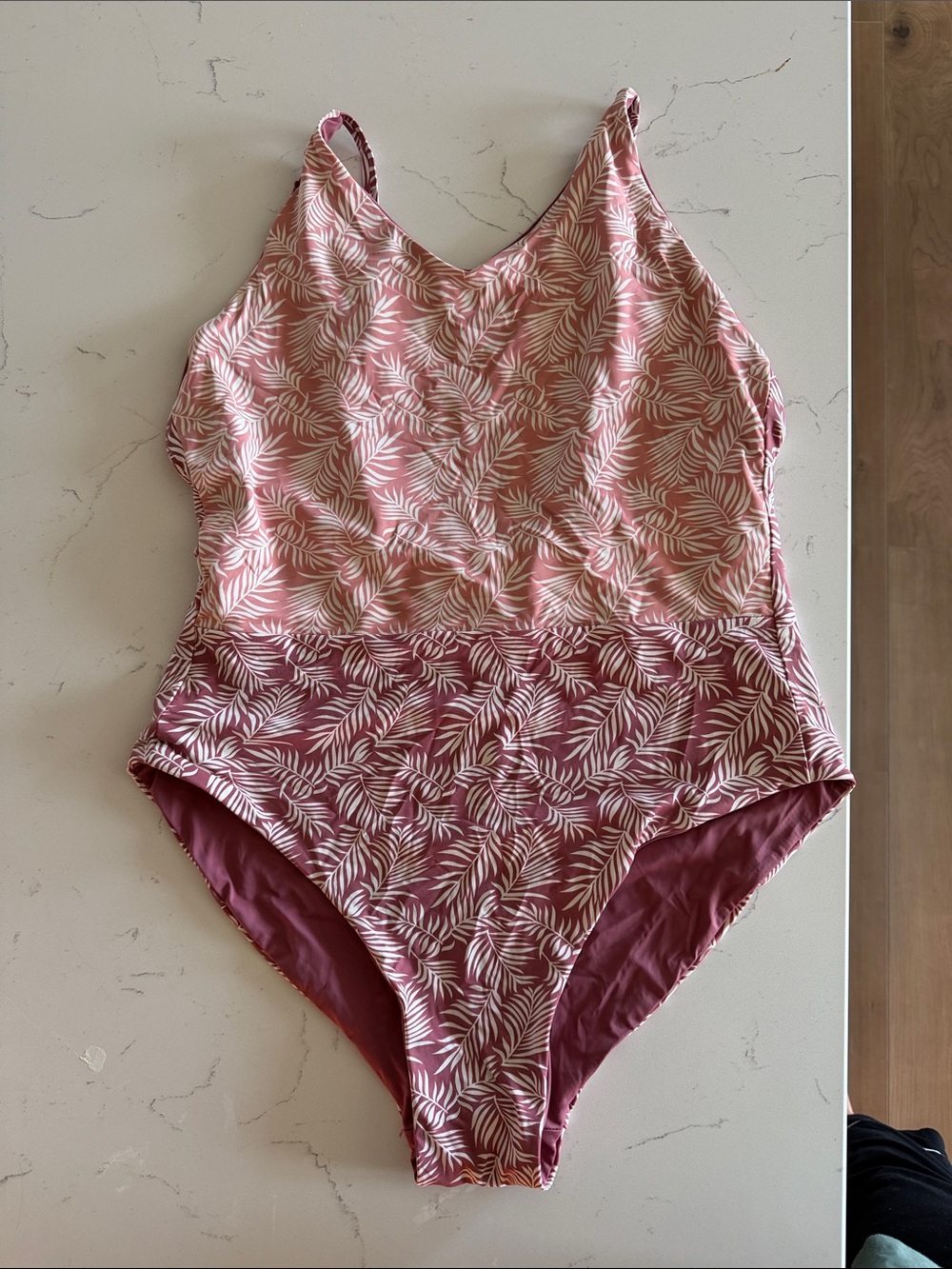 bohme Pink Ombre Leaf Print Girls' One-Piece Swimsuit